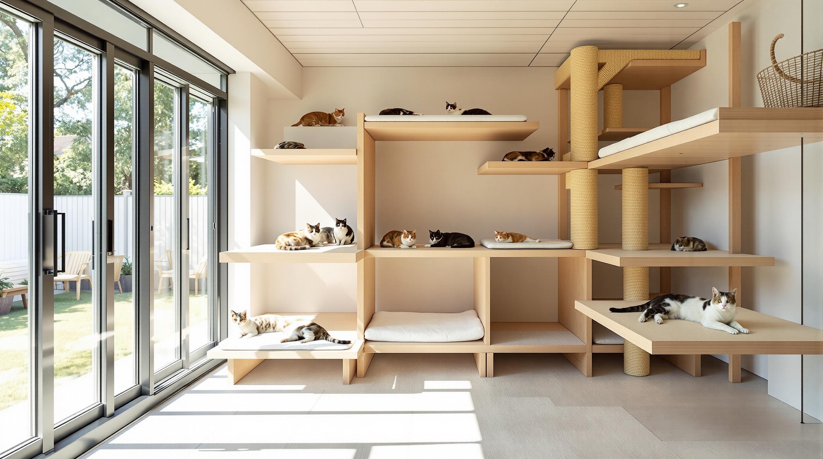 Comfortabel kattenverblijf met buitenruimte, mede mogelijk gemaakt door sponsoring