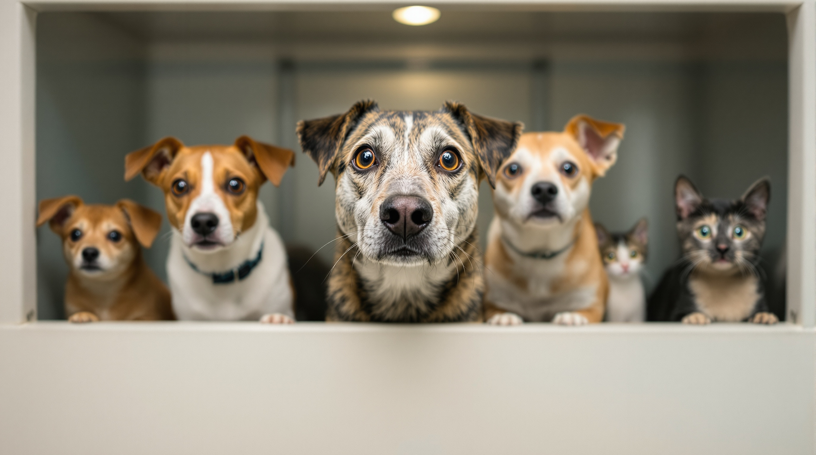 Dieren in het asiel wachten op adoptie